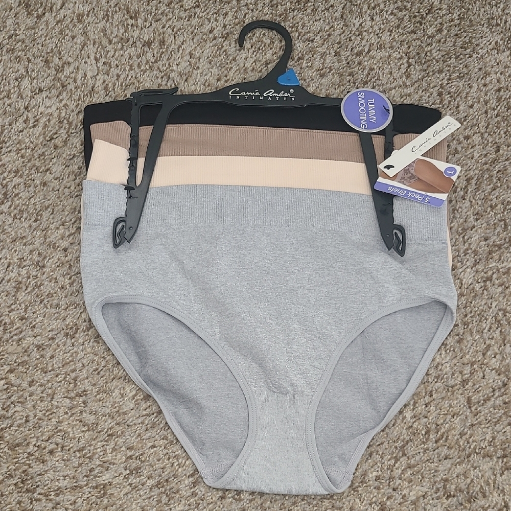 Carole Ann 4-Pack High Waist Briefs in Gray, Beige, Brown